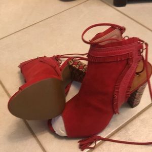 Brand new red lace up nubuck shoe